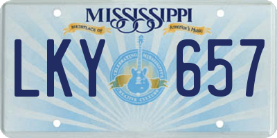 MS license plate LKY657