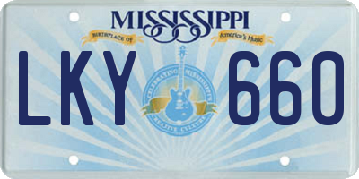 MS license plate LKY660