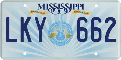 MS license plate LKY662