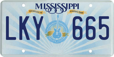 MS license plate LKY665