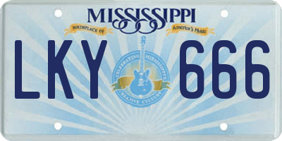 MS license plate LKY666