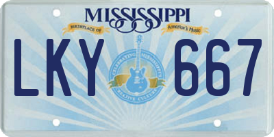MS license plate LKY667