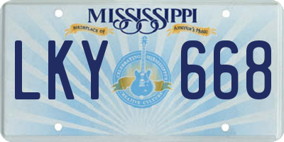 MS license plate LKY668