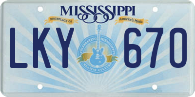 MS license plate LKY670