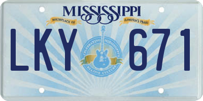 MS license plate LKY671