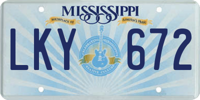 MS license plate LKY672