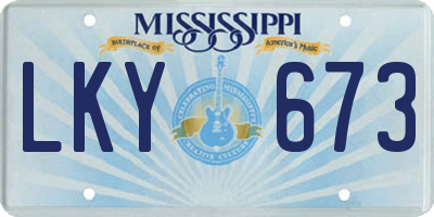 MS license plate LKY673
