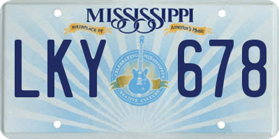 MS license plate LKY678