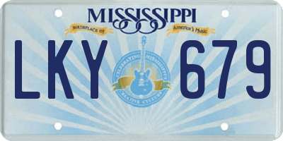 MS license plate LKY679