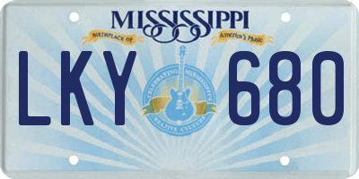 MS license plate LKY680