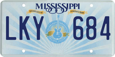 MS license plate LKY684