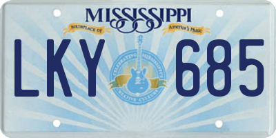 MS license plate LKY685