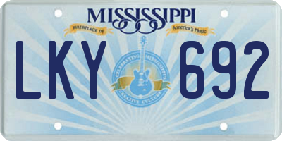 MS license plate LKY692