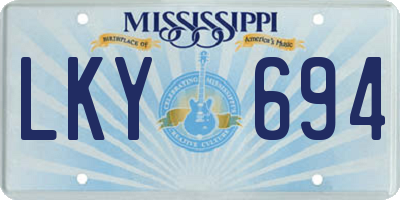 MS license plate LKY694