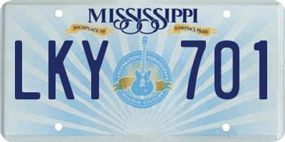 MS license plate LKY701