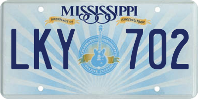 MS license plate LKY702