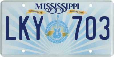 MS license plate LKY703