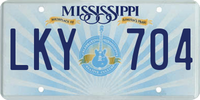 MS license plate LKY704