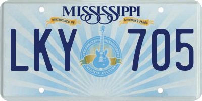 MS license plate LKY705