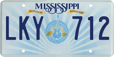 MS license plate LKY712