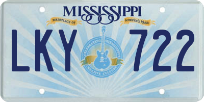 MS license plate LKY722