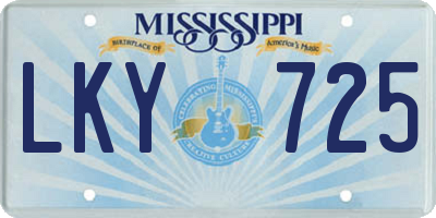 MS license plate LKY725