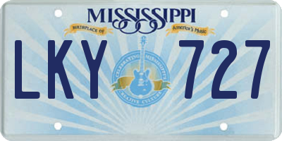 MS license plate LKY727