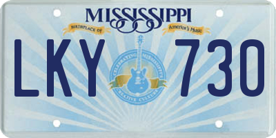 MS license plate LKY730
