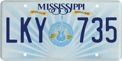 MS license plate LKY735