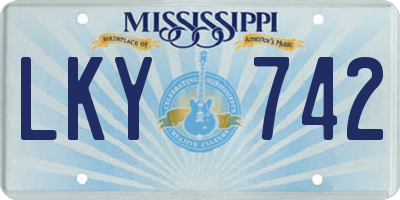 MS license plate LKY742