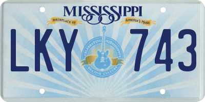 MS license plate LKY743