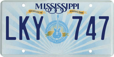 MS license plate LKY747