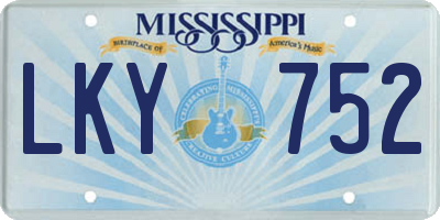 MS license plate LKY752