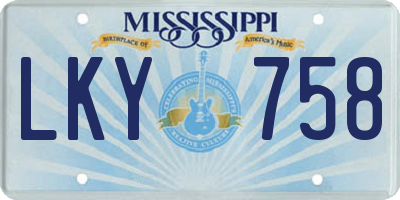 MS license plate LKY758