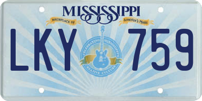 MS license plate LKY759