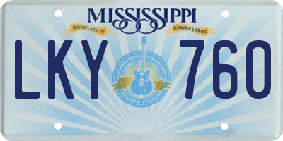 MS license plate LKY760