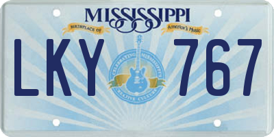 MS license plate LKY767