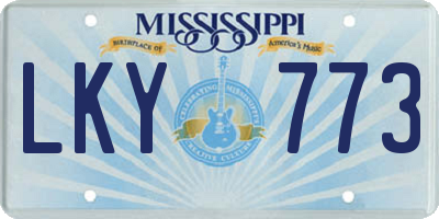 MS license plate LKY773
