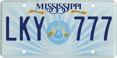 MS license plate LKY777