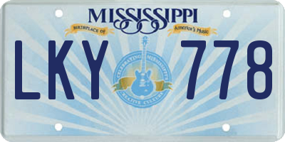 MS license plate LKY778