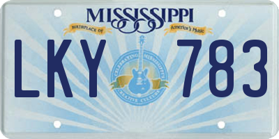 MS license plate LKY783