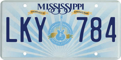 MS license plate LKY784