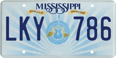 MS license plate LKY786