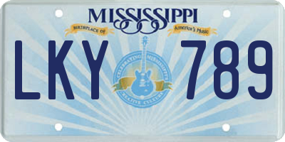 MS license plate LKY789