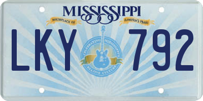 MS license plate LKY792
