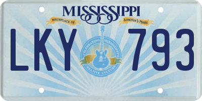 MS license plate LKY793