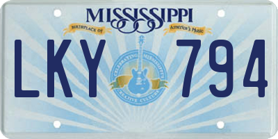 MS license plate LKY794