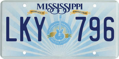 MS license plate LKY796