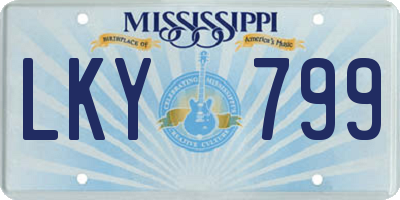 MS license plate LKY799