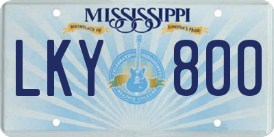 MS license plate LKY800